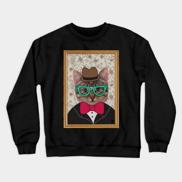 NERD KITTY Crewneck Sweatshirt by toddgoldmanart